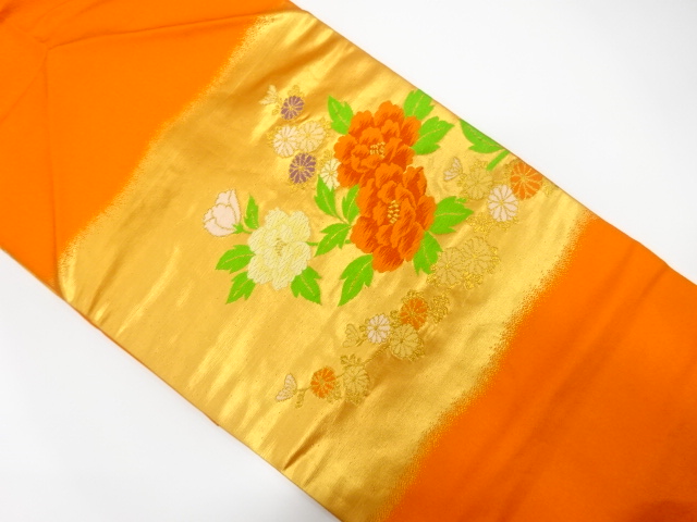 JAPANESE HIRAKI NAGOYA OBI / WOVEN PEONY